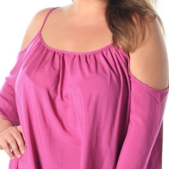 Charming Lilac Cold Shoulder Plus Size Top - Picture 2 of 6